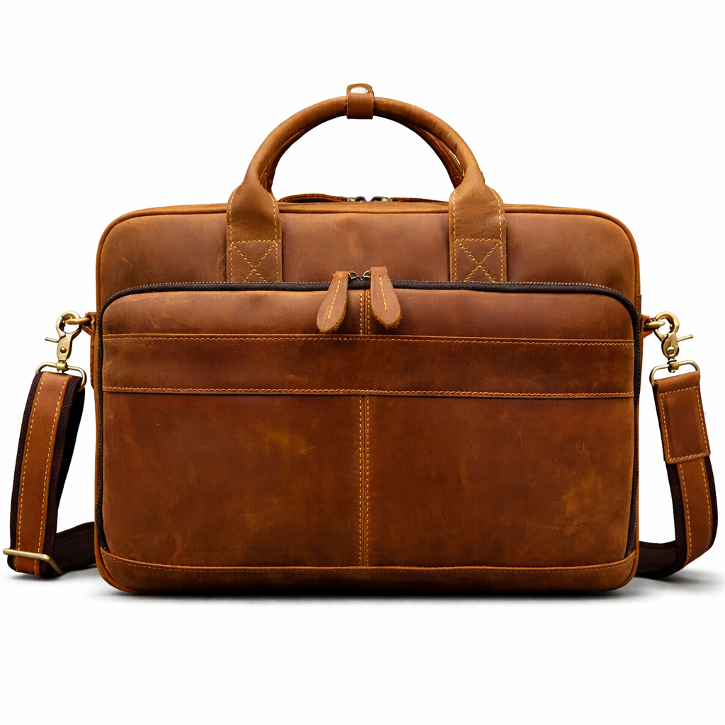 Klassische Laptop-Aktentasche aus Leder – professionell und vielseitig
