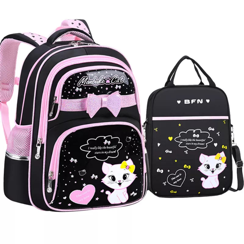 Chic Kitty Orthopaedic School Backpack Set