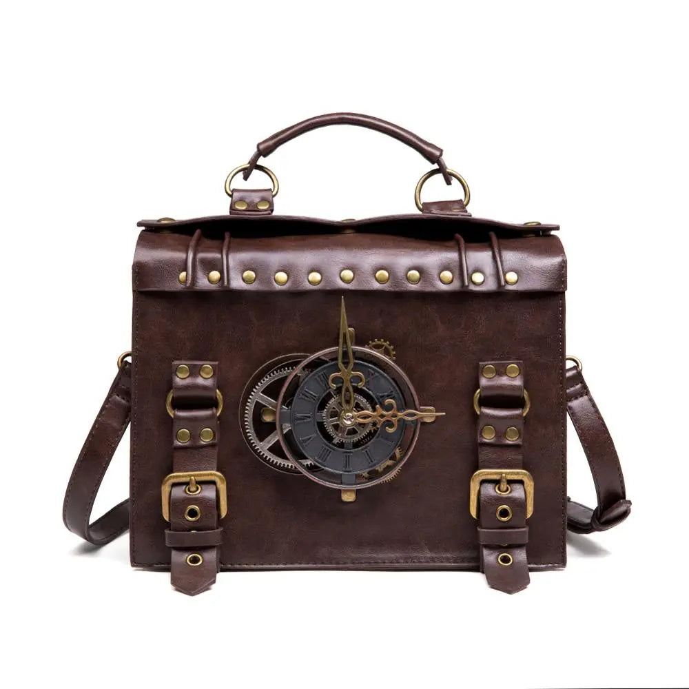 Vintage Steampunk Messenger Bag - Gothic Rivet Crossbody