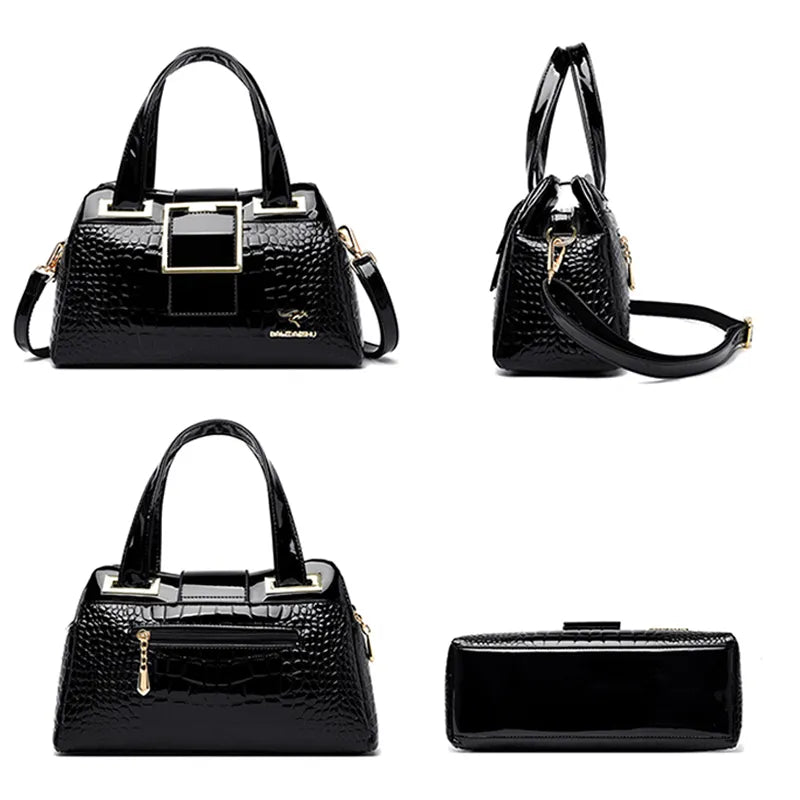 Chic Croc-Embossed Leather Crossbody Tote