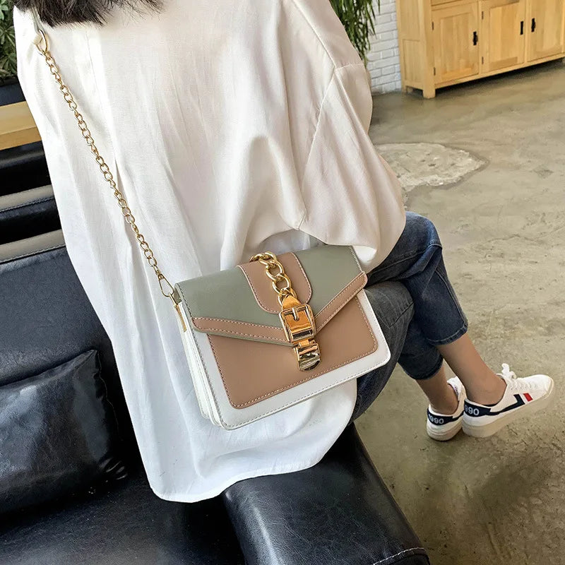 Contemporary Two-Tone Chain Crossbody Bag