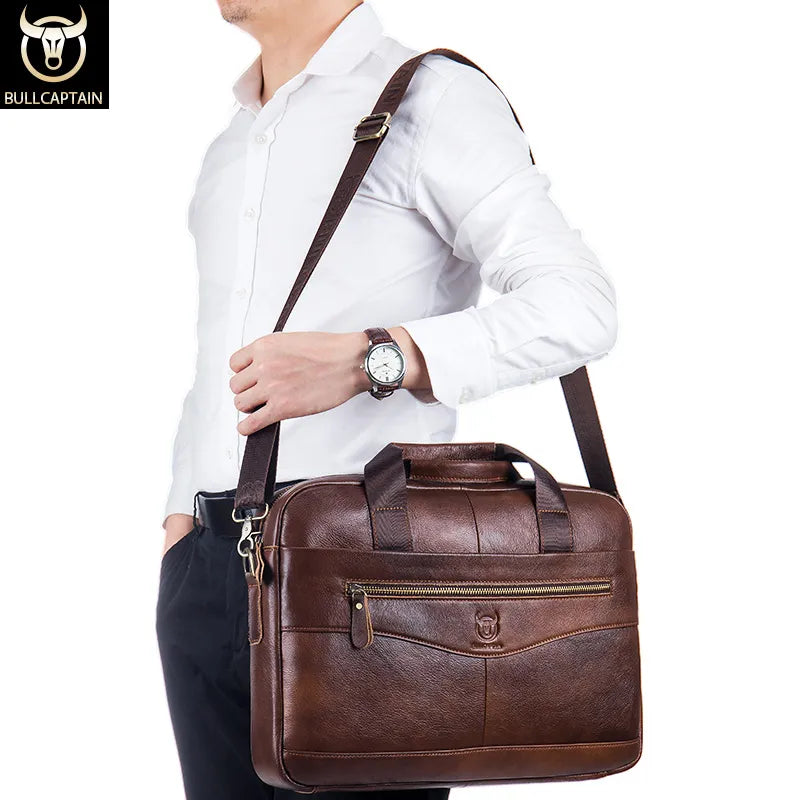 Bullcaptain Genuine Leather Executive Briefcase