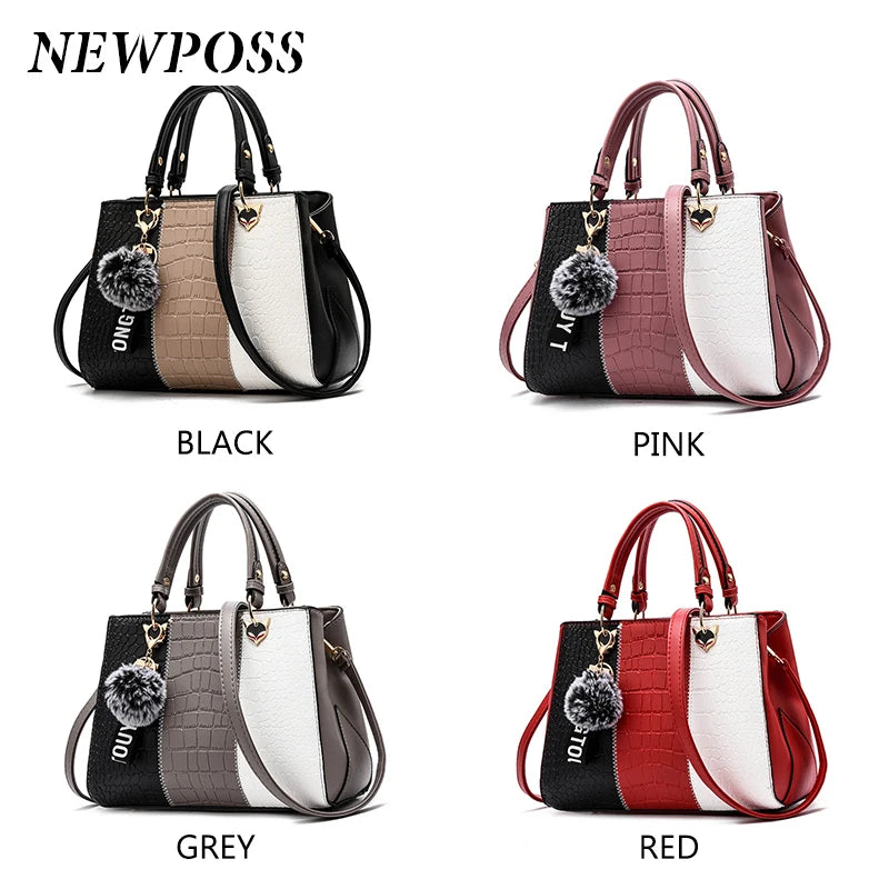 Newposs Bold Patchwork Tote: Textured Elegance