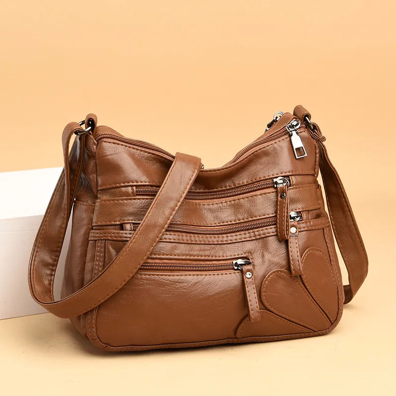 Versatile Pocketed Leather Crossbody Bag