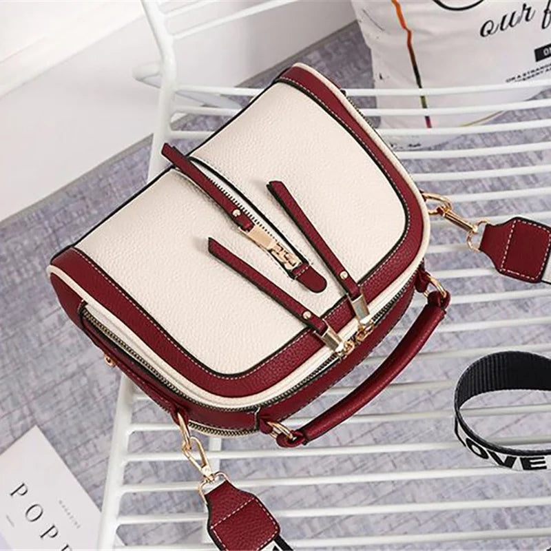 Modern Two-Tone Crossbody Bag with Wide Strap