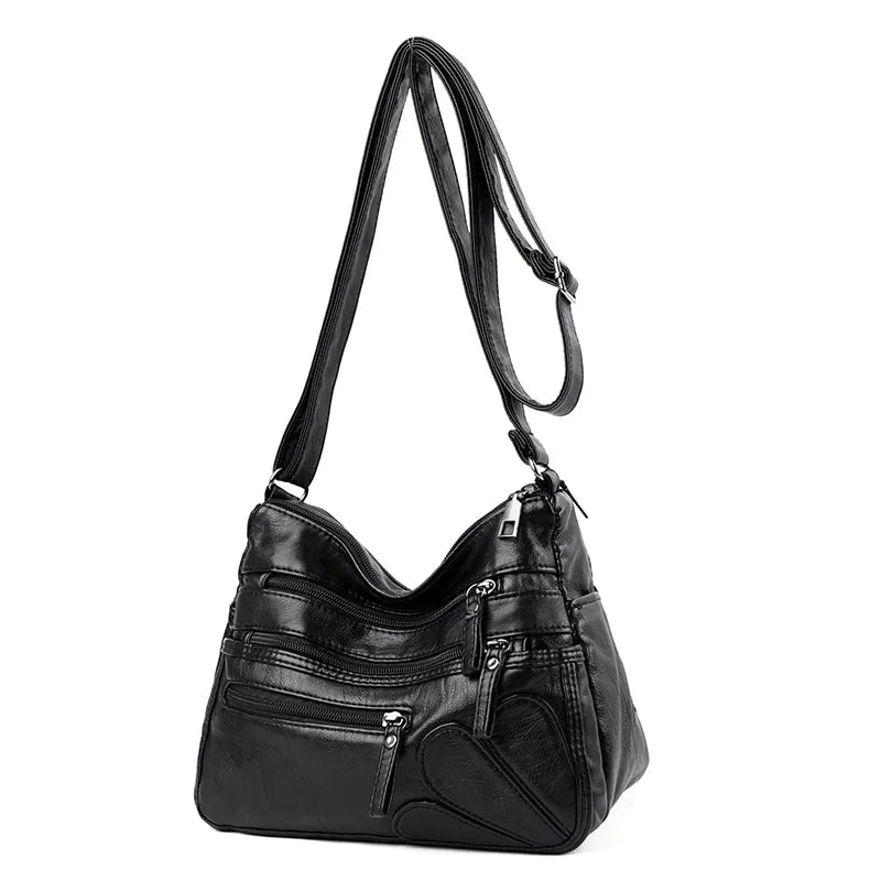 Versatile Pocketed Leather Crossbody Bag