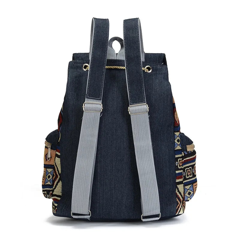 Bohemian Aztec-Inspired Canvas Backpack