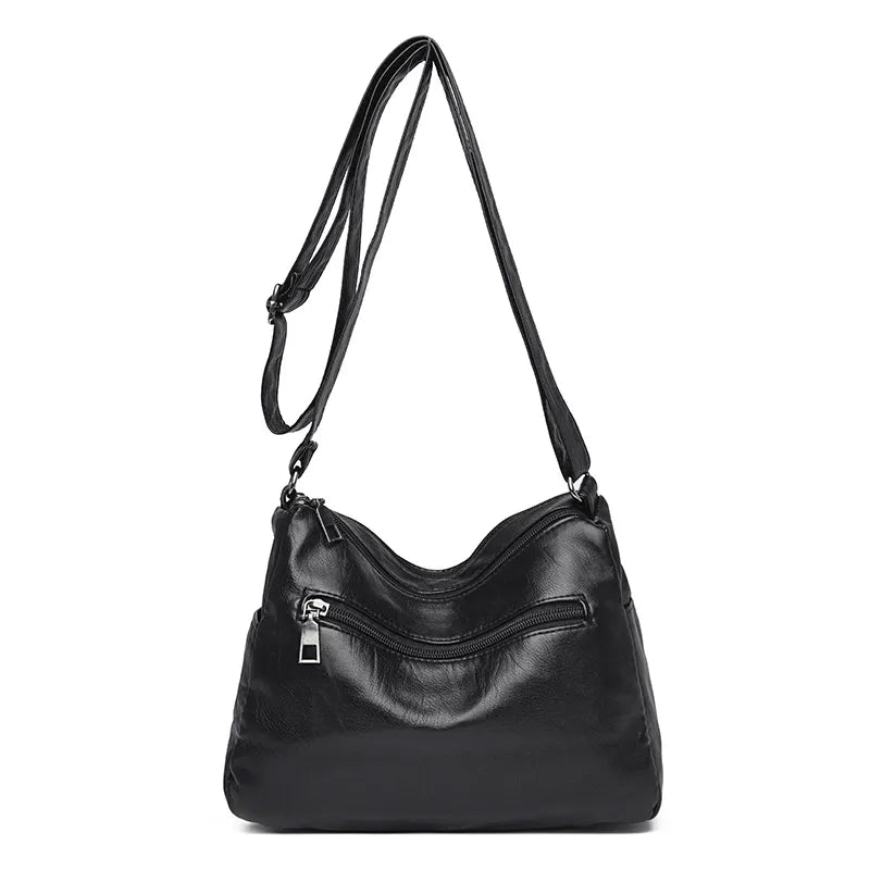 Versatile Pocketed Leather Crossbody Bag