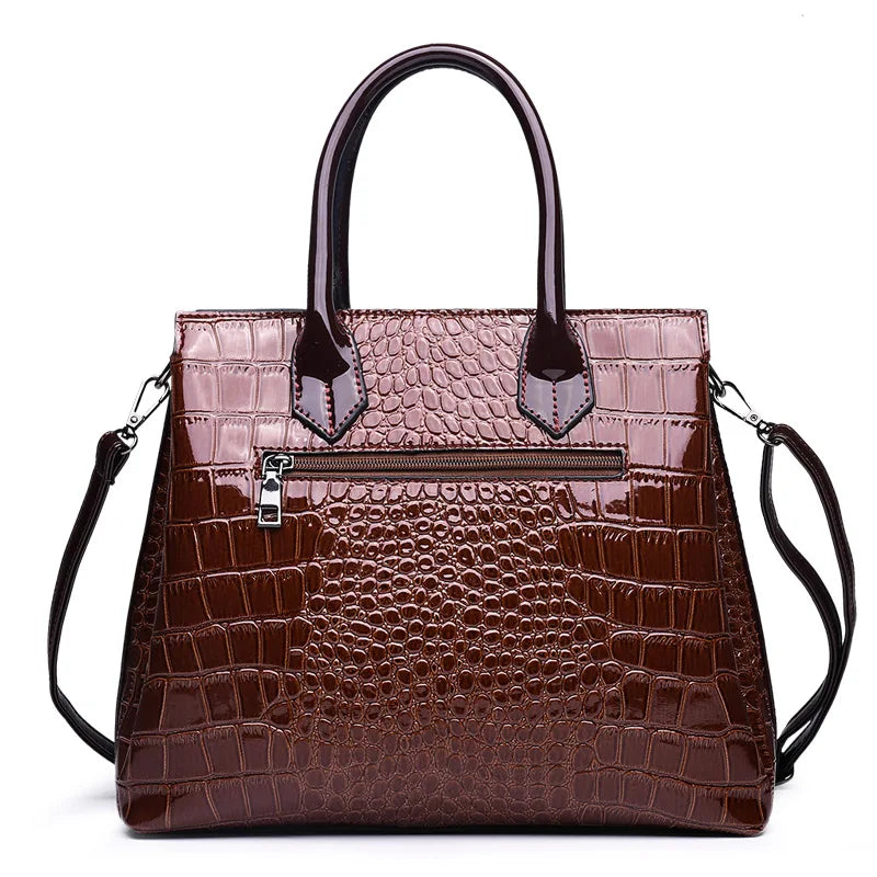 Luxury Crocodile Pattern Leather Handbag - Fashionable Women's Shoulder Bag