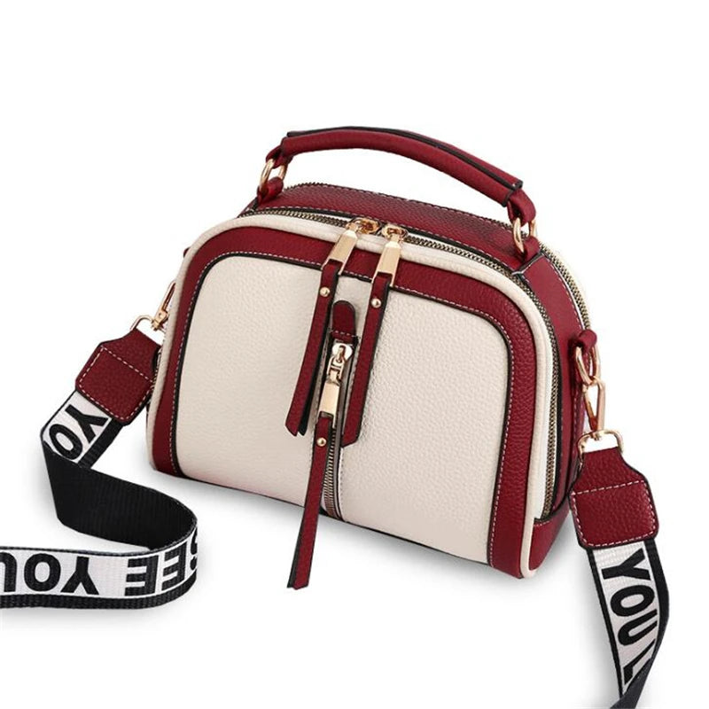 Retro Chic Contrast Crossbody Bag with Statement Strap