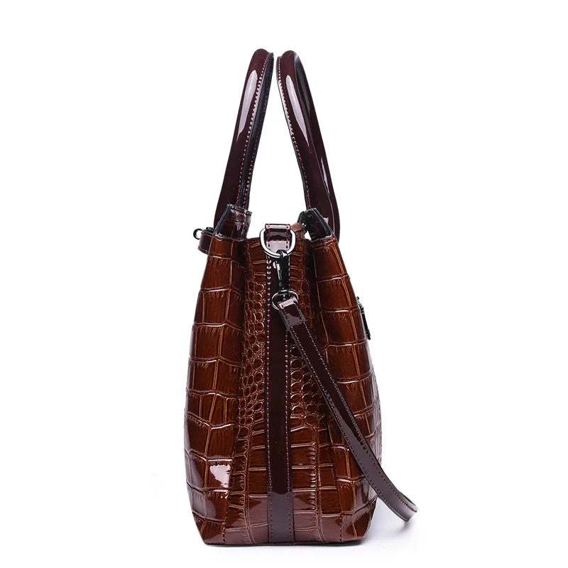 Luxury Crocodile Pattern Leather Handbag - Fashionable Women's Shoulder Bag