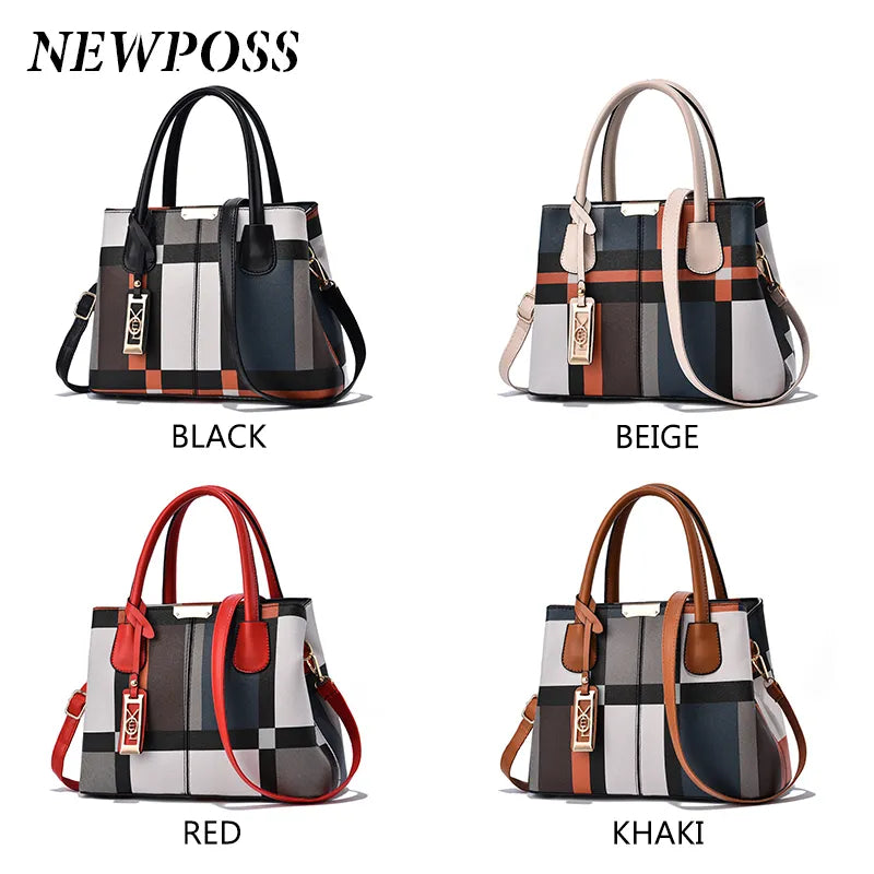 Newposs Modern Plaid Elegance Tote: Trendsetting Style