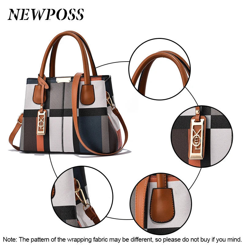 Newposs Modern Plaid Elegance Tote: Trendsetting Style