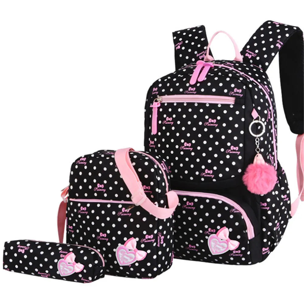 Polka-Dot Perfection 3-Piece School Set - Chic and Playful