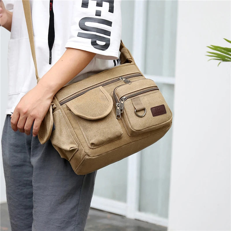 Rugged Vintage Canvas Messenger Bag