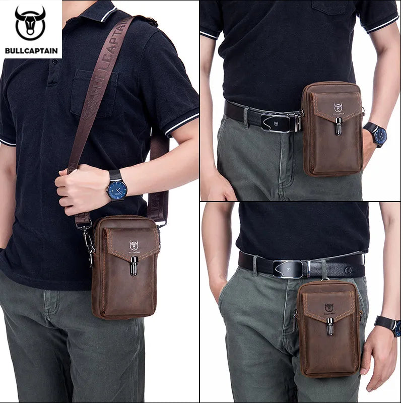 Crazy Horse Leather Men's Waist Bag