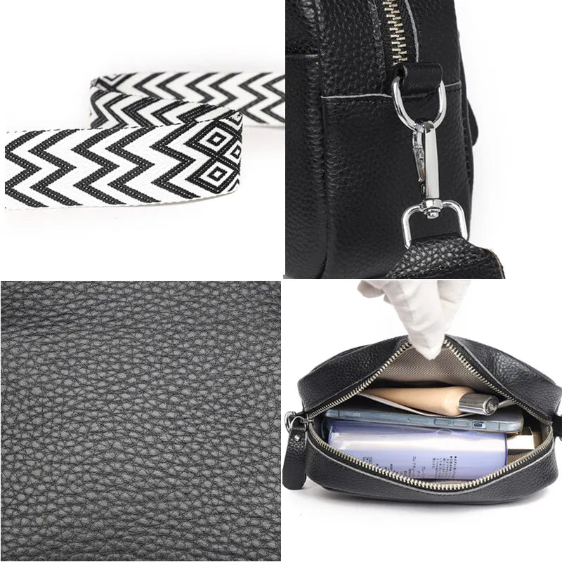 Chic Geometric Strap Leather Crossbody