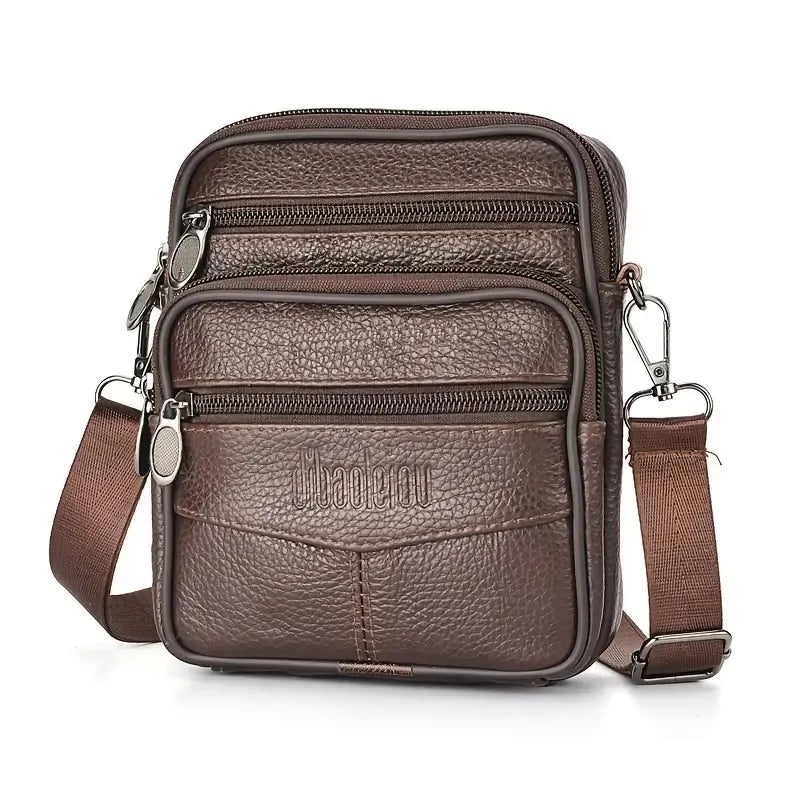 Compact Genuine Leather Vertical Crossbody Bag