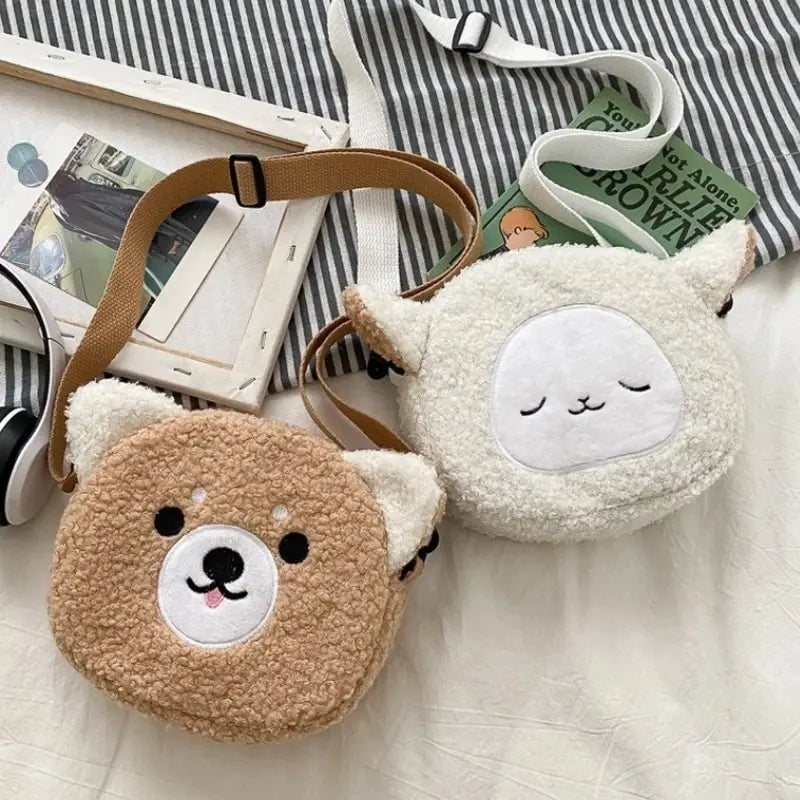 Charming Kawaii Cat Plush Crossbody Bag