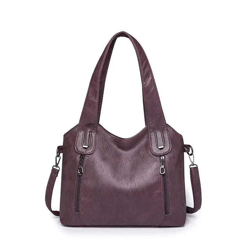 Soft Leather Tote Bag – Stylish Casual Shoulder Handbag