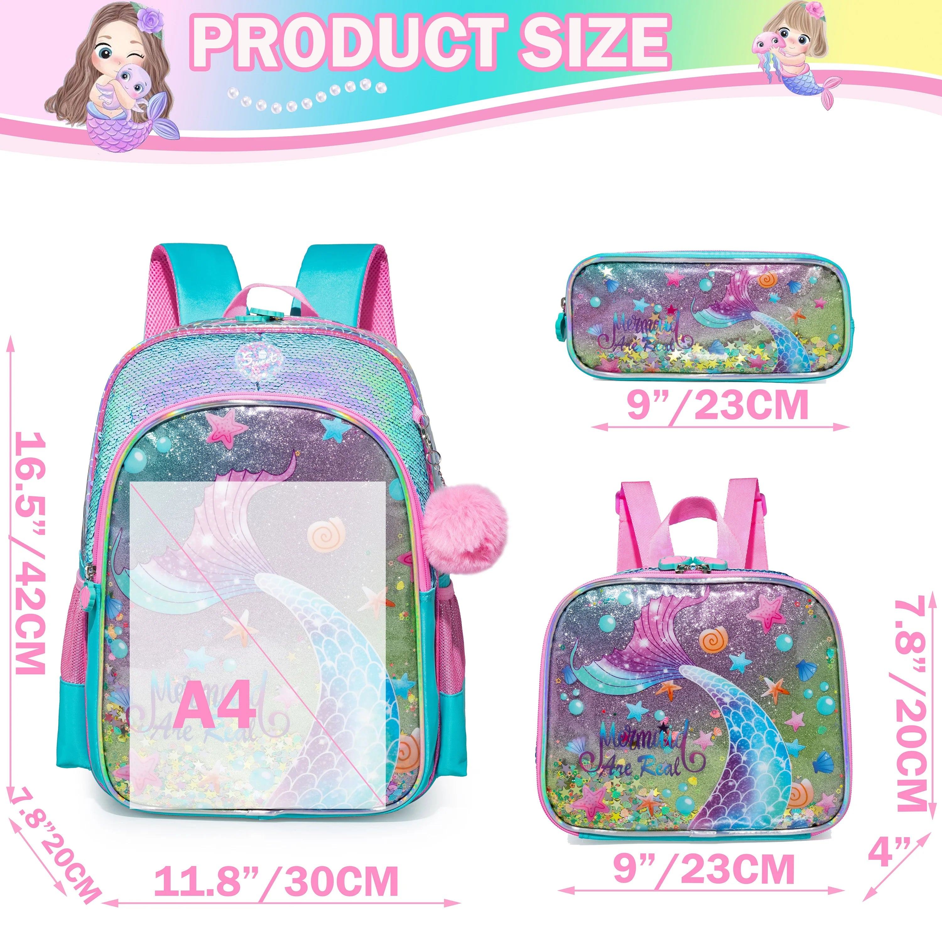 Mermaid Fantasy Backpack and Lunch Box Set