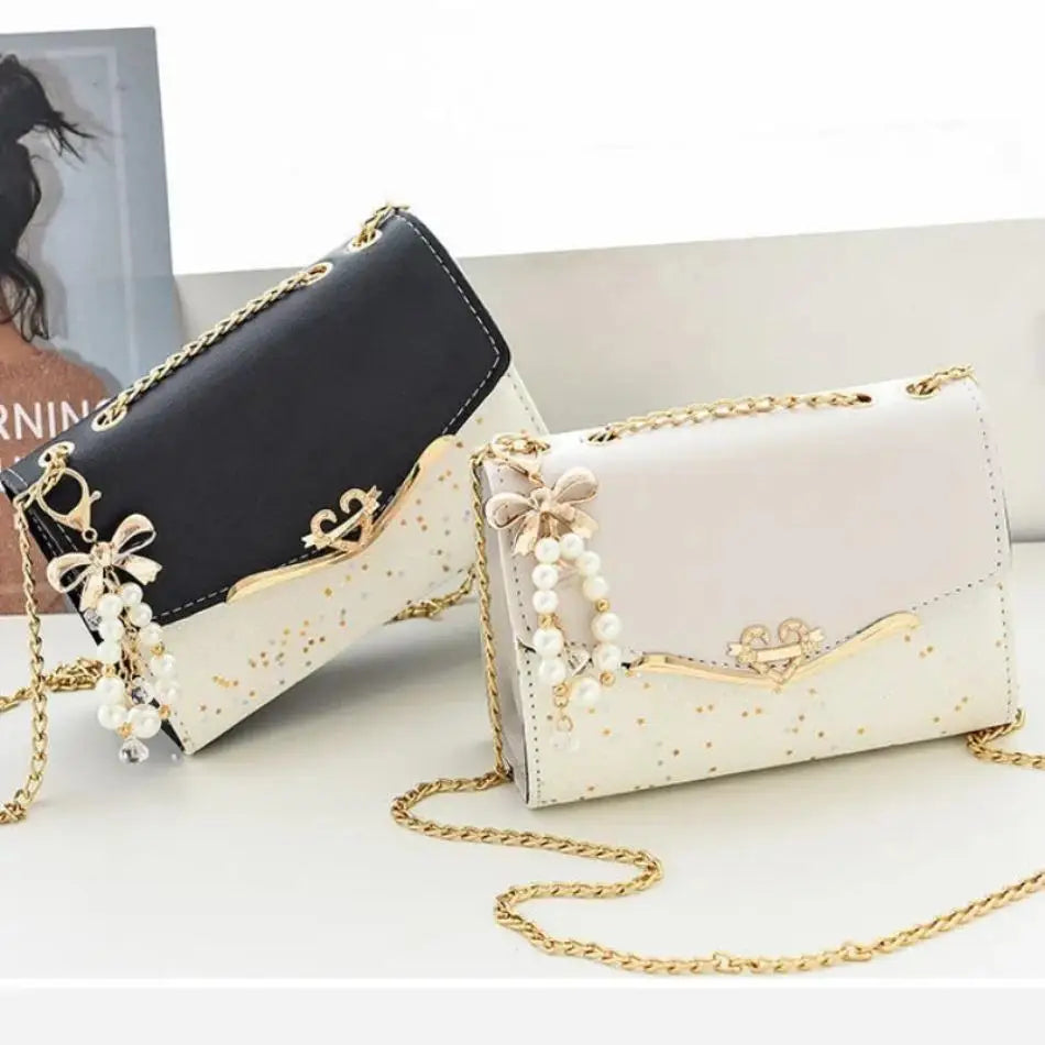 Elegant Pearl-Embellished Clutch Bag