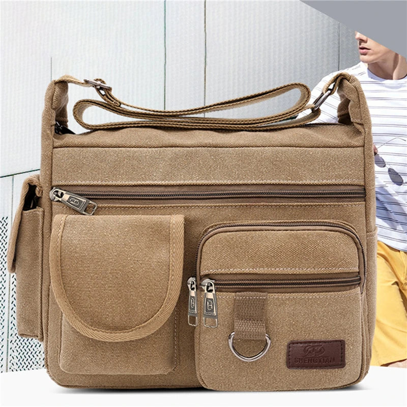 Rugged Vintage Canvas Messenger Bag