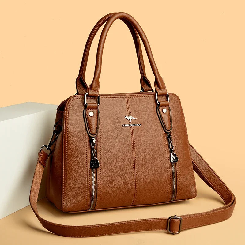 High-Capacity Soft Leather Crossbody Bag – Designer Shoulder Tote for Women