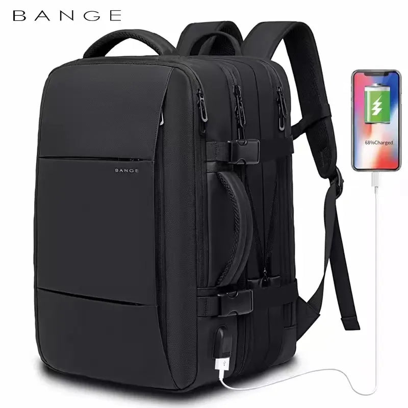 Expandable Business Travel Backpack with USB - Waterproof & Stylish