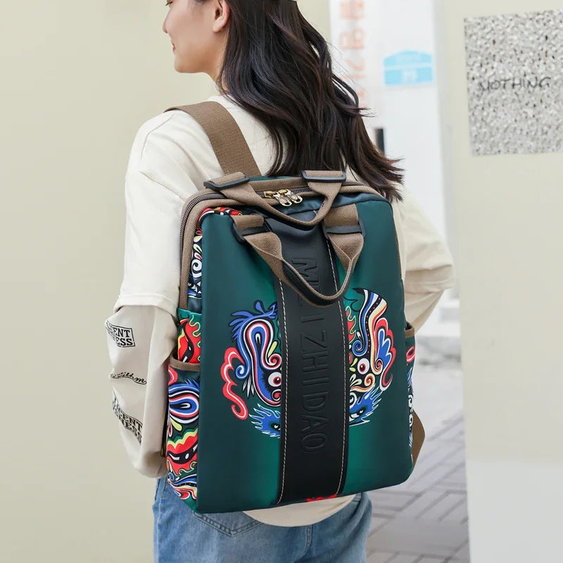 Bohemian Embroidered Backpack – Large Capacity Travel & Student Bag