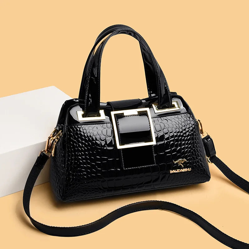 Elegant Croc Charm Shoulder Bag