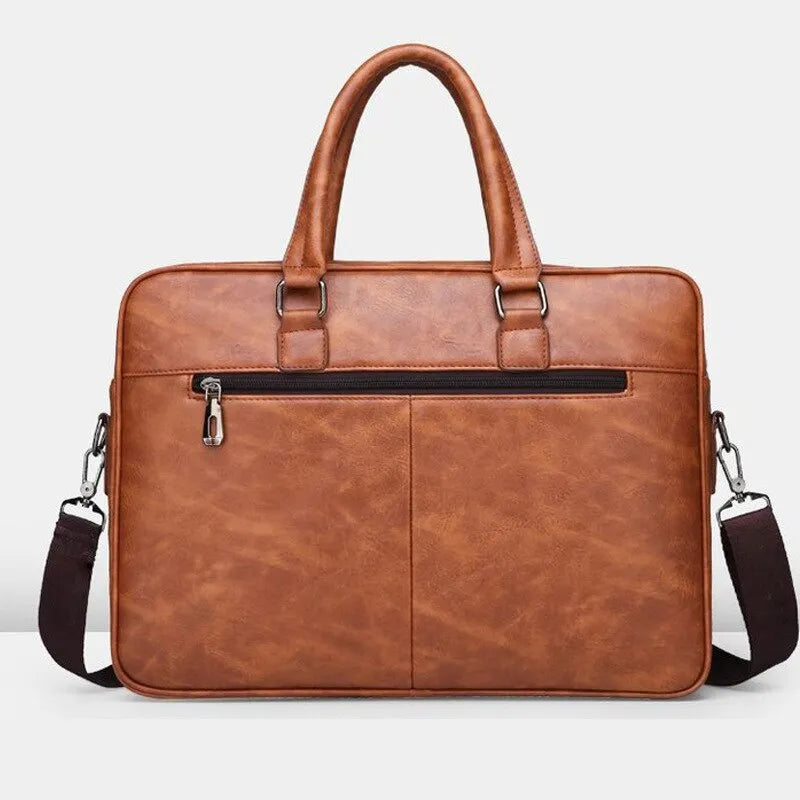 Elegant Brown Leather-Style Document Bag