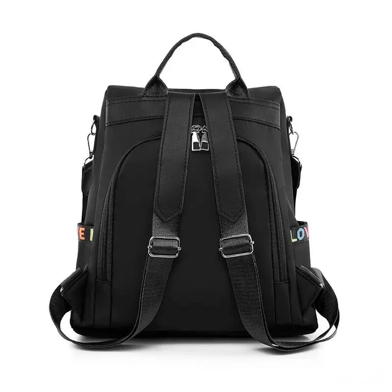 Trendy Oxford Cloth Backpack – Lightweight Casual Daypack with Charm Details