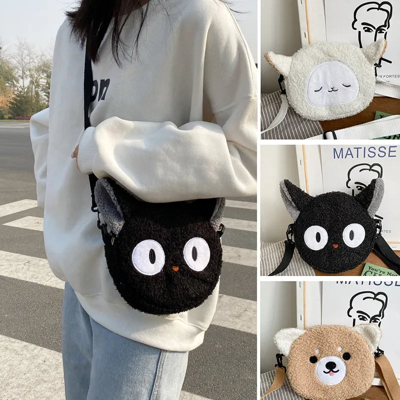 Charming Kawaii Cat Plush Crossbody Bag