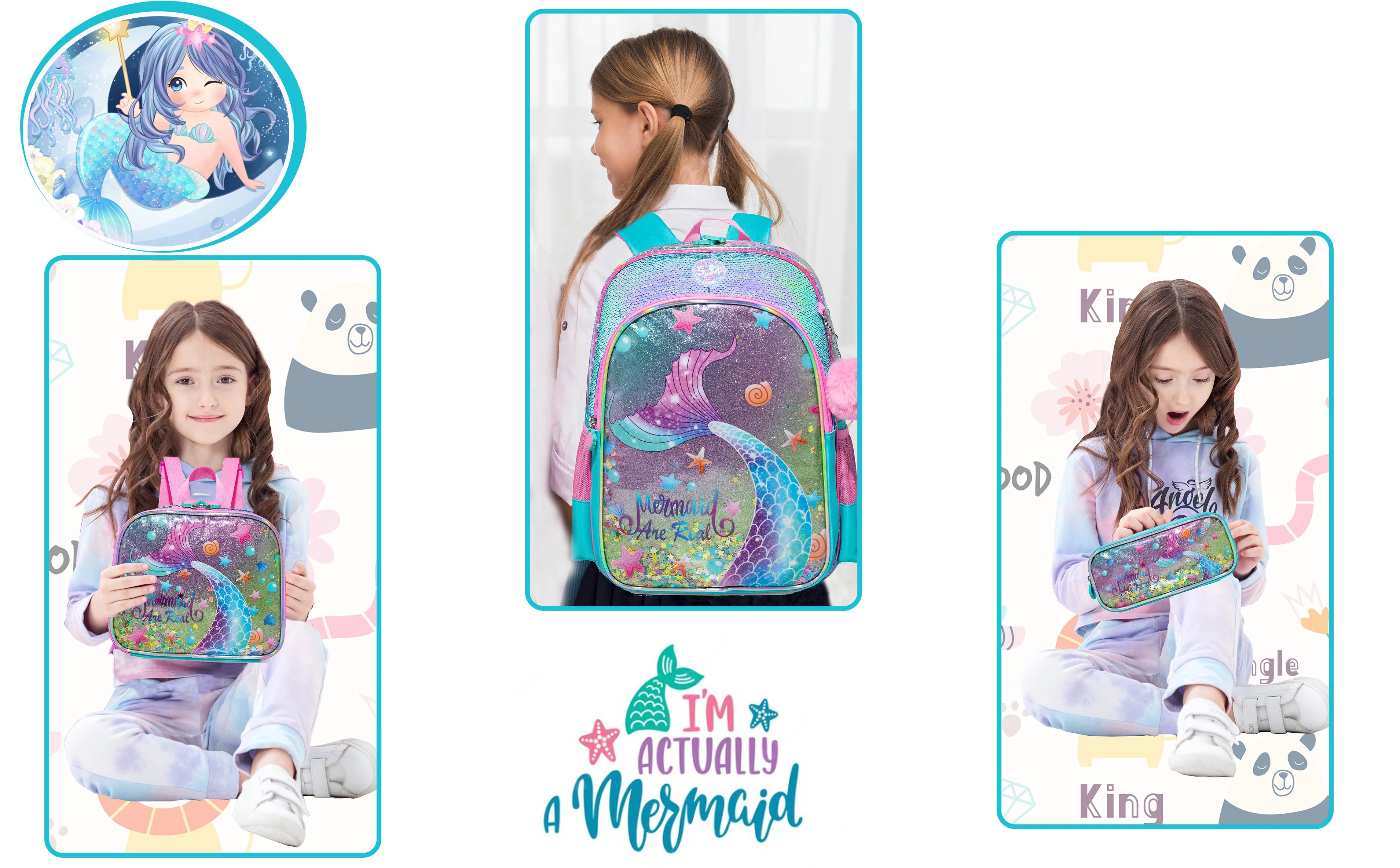 Mermaid Fantasy Backpack and Lunch Box Set