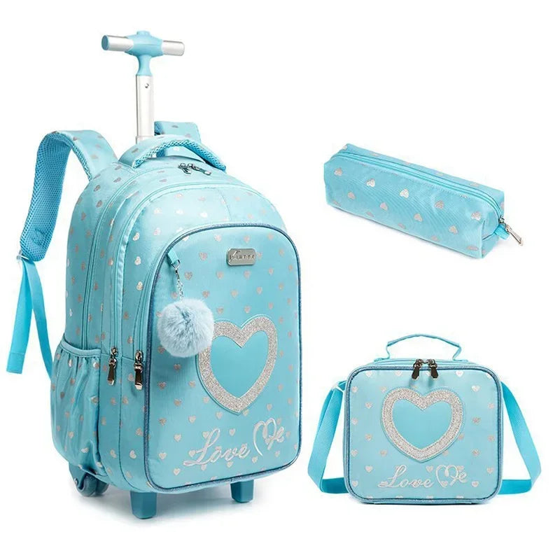 Sweetheart Trolley Backpack Set for Girls