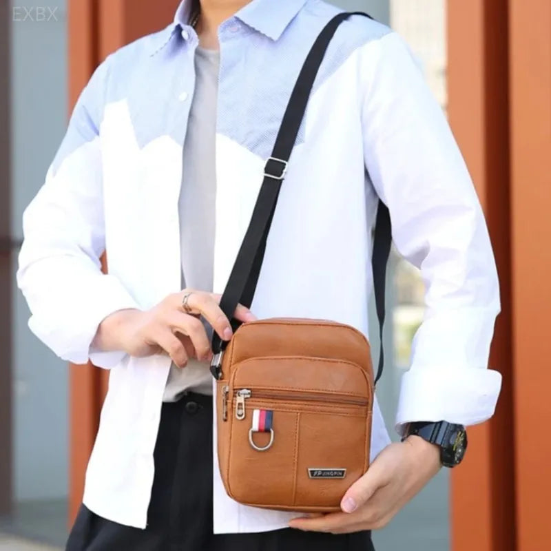 Vintage-Style PU Leather Crossbody Travel Sling Bag