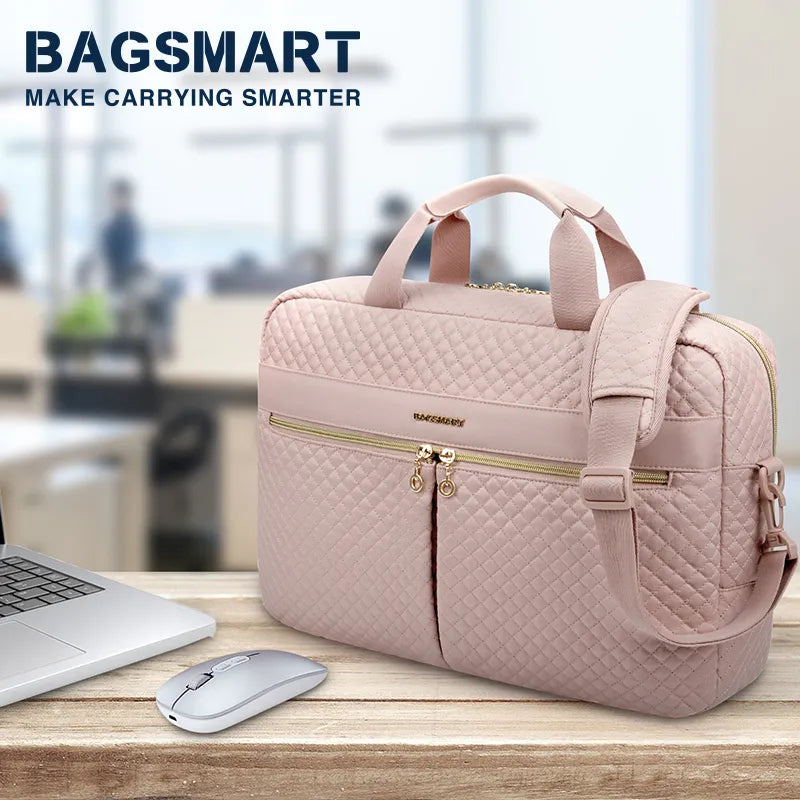 Powder Pink Professional: Elegant Laptop Briefcase for Women