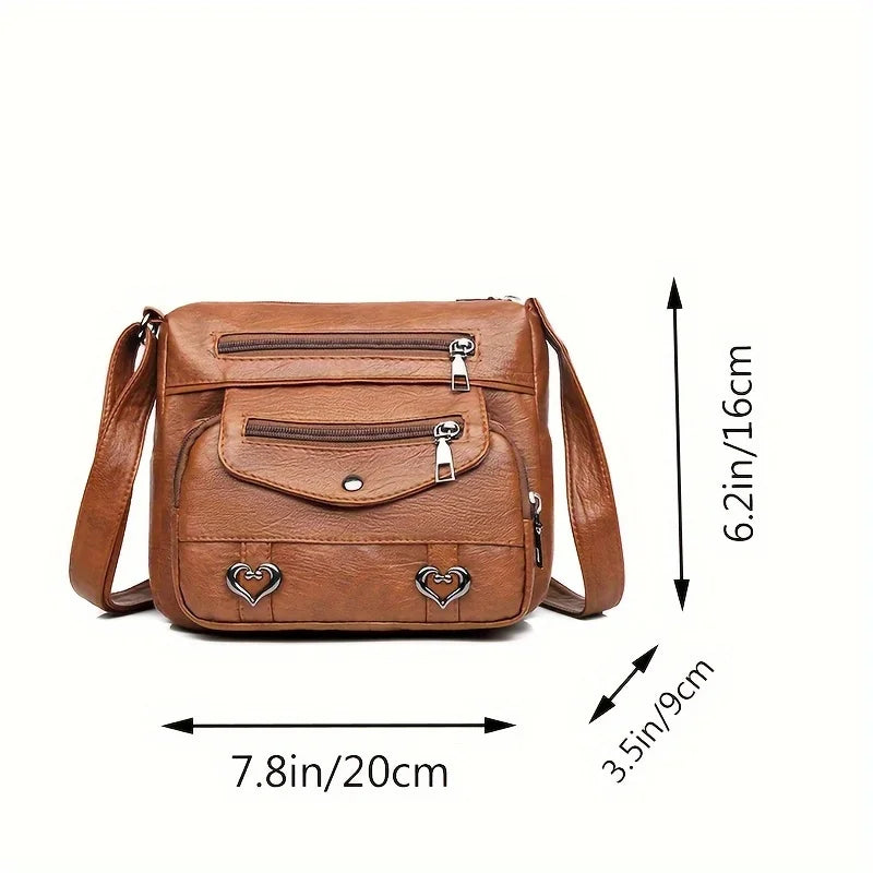 Classic Black PU Leather Messenger Bag