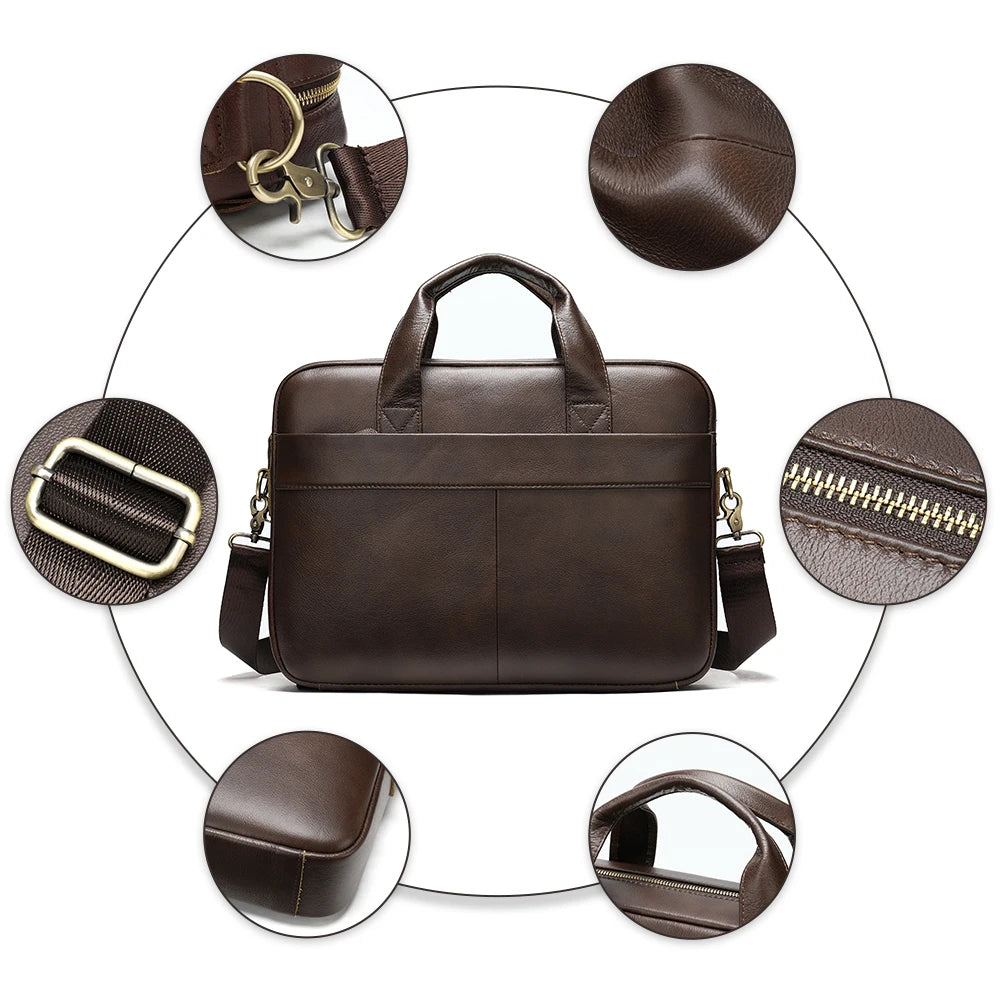 Classic Leather Business Briefcase for Men