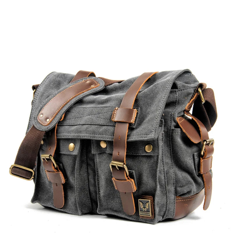 Vintage Canvas Leather Messenger Bag