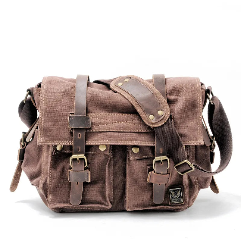 Vintage Canvas Leather Messenger Bag