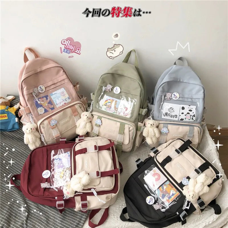 Trendy Kawaii Chic Backpack with Charms