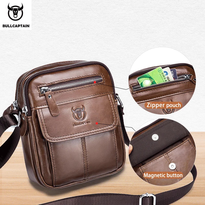 Rugged Brown Leather Utility Shoulder Bag