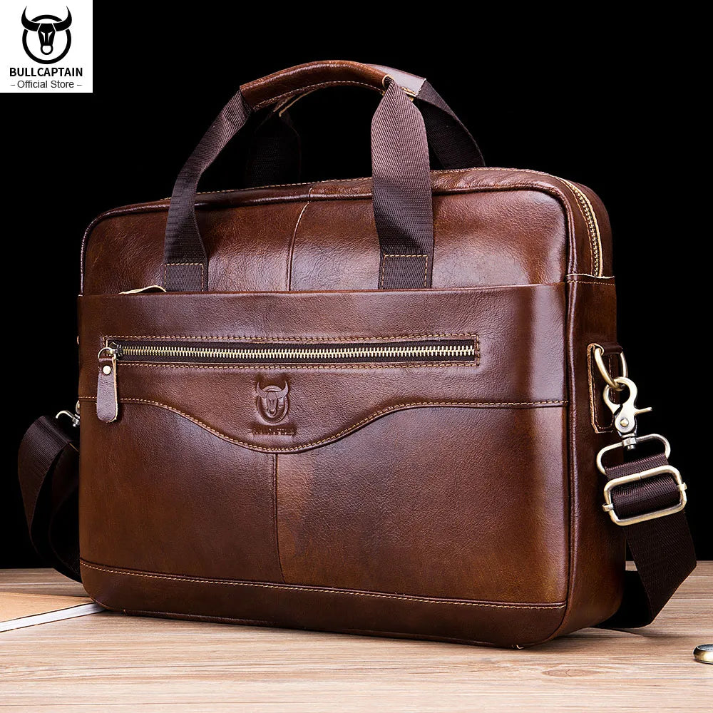 Bullcaptain Genuine Leather Executive Briefcase