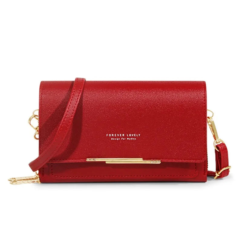 Sleek Maroon Multi-Pocket Crossbody Bag