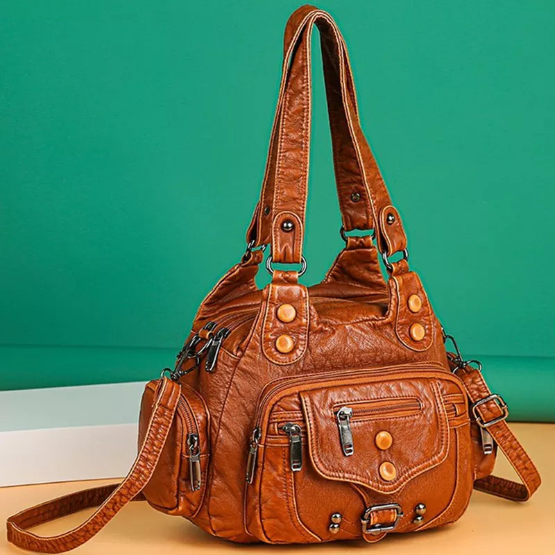 Boho-Chic Artisan Leather Shoulder Bag