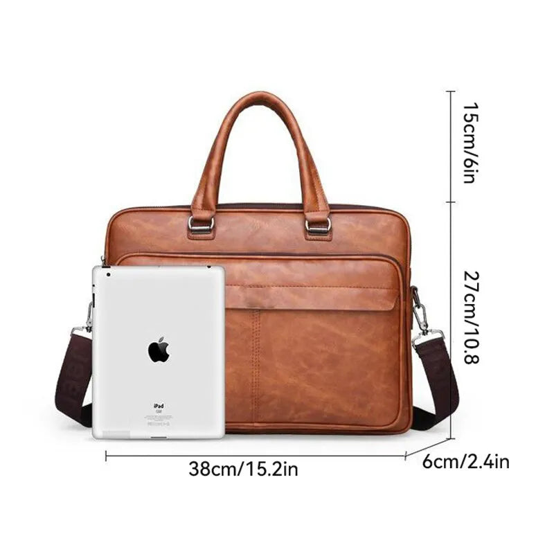 Elegant Brown Leather-Style Document Bag
