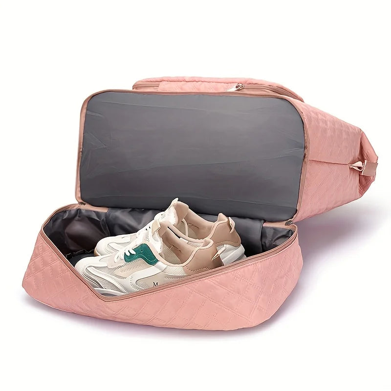 Ruby Rendezvous: Stylish Argyle Weekend Travel Duffle