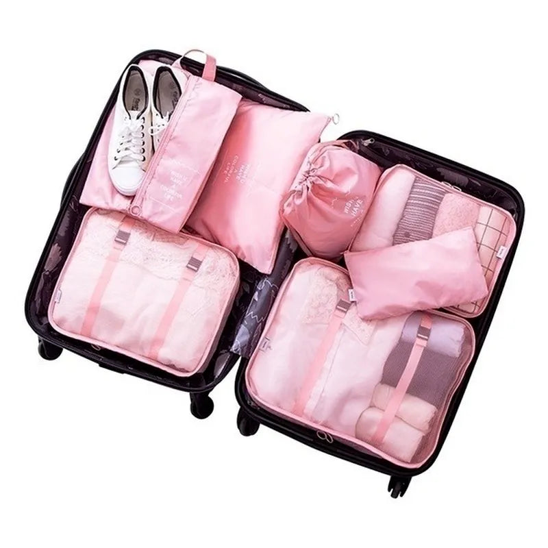 Jetsetter's Ensemble: 8-Piece Travel Organizer Set